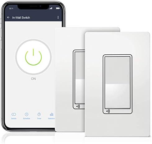 TOPGREENER Smart Light Switch, UL Listed, Neutral Wire Required, Single Pole or 3-Way, No Hub Required, Works with Amazon Alexa and Google Assistant, TGWF15S, 2 Pack