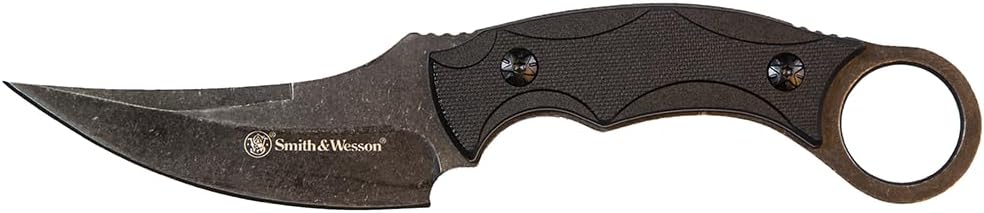 Smith & Wesson SW995 8.5in High Carbon S.S. Full Tang Karambit Knife with a 3.75in Clip Point Blade and Nylon Handle for Outdoor, Tactical, Survival and EDC