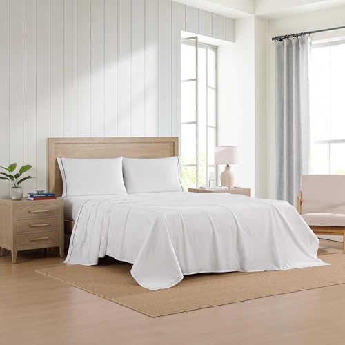 Image of Tommy Hilfiger - Sheet Set, Cotton Percale Bedding with Matching Pillowcases, Crisp & Cool, Premium Quality Home Essentials (Global Stripe Red, Twin XL)