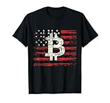 Bitcoin Logo American Flag BTC USA Cryptocurrency T-Shirt