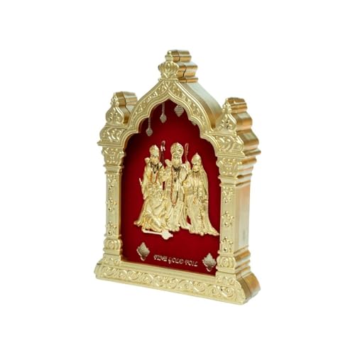 Image of EKA Temple Series Ramdarbar Tabletop |Gold Foil | Ram Sita Lakshman Hanuman Showpiece for Home Temple, Pooja Room & Office Decor | Diwali, Housewarming & Spiritual Gift (9cm x 4cm x 11cm)