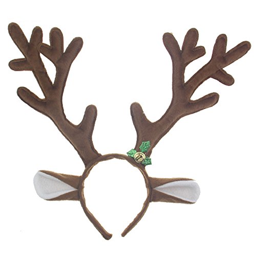 TXXCI Rentiergeweih auf Haarreif Stirnband mit Glocken - Braun Cover