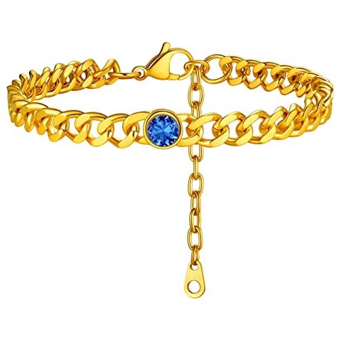 PROSTEEL Pulsera Tobillo Personalizable con Topacio Azul Cover
