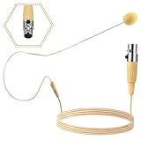 Sabary in Ear Back Electric Headset Microphone Mini XLR 3 Pin TA3F Plug Mic Over the Ear Microphones Headset Microphone Mini XLR 3 Pin TA3F Plug Compatible with Akg Wireless System, Beige Color