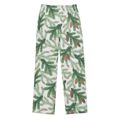 Boys' Pants Christmas Tree Branch Cone Long Bottoms Jogger Pants Elastic Waist Trousers with Pockets S-XL