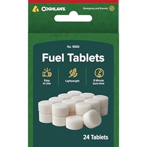 Coghlan’s Solid Fuel Firestarting Tablets – 9 Minute Burn Time- Portable, Lightweight Firestarter for Camping, Backpacking, Emergency Preparedness, and Outdoor Cooking (24 Tablets)