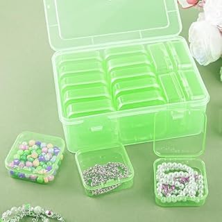Jewelry Organizer Box with 12 Small Boxes Portable Storage for Earrings Pills DIY Craft Accessories for Travel Use(Green)