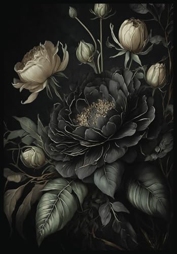 Gothic vintage florals notebook journal A5: Cottagecore lined note book journal - 100 pages: Embrace the Whimsigoth Cottagecore Aesthetic with this ... for Journaling and Notetaking or as a gift