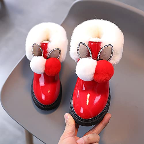 EnJoCho Baby Toddler Girls Fall Winter Snow Boots 1-6 Years Old Kids Hairball Sneakers Warm Anti-Slip Single Shoes (Red-06#, 12-15Months)2