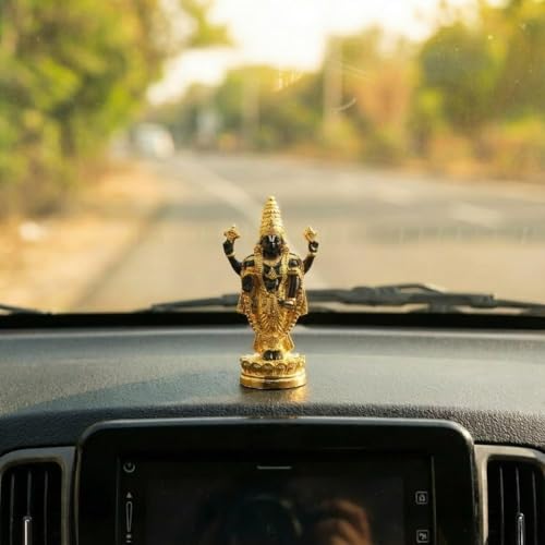 Image of S2S Gold Plated Premium Balaji Statue for Car Dashboard, Pooja Room & Home Decoration | Decorative Idol for Gifting & Spiritual Decor
