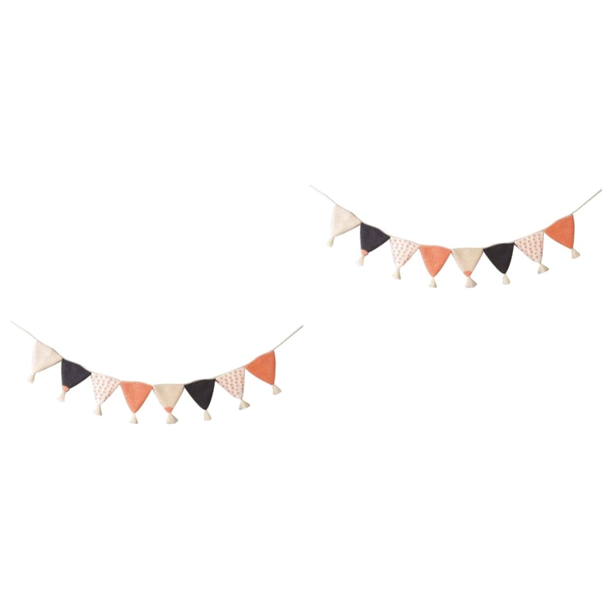ifundom 2piezas Banderines Triangulares De Algodón Para Decoración De Cumpleaños y Habitaciones Infantiles Guirnalda Colgante Para Shower y Fiestas Color Naranja