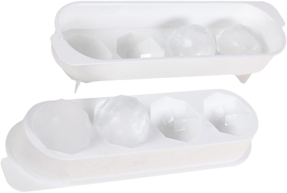 BESTYASH 2pcs Plastic Ice Cube Tray Creative Ball Shape Ice Making Mold for Whiskey Easy Release Stackable Design Food Grade for Parties Home Use