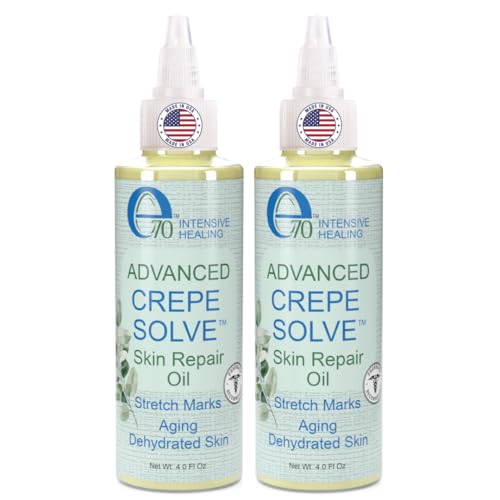 e70 Advanced Oil Crepe Skin for Women & Men - Made with Natural Oils, Licorice Root & Chamomile Extract - Moisturizing Firming Oil for Skin Elasticity Made in USA, 2-Pack