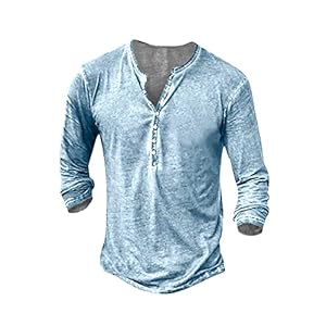Hemd Herren Langarm/Kurzarm Henley Shirt Männer Freizeithemd Vintage Casual Leicht Baumwolle Slim Fit T-Shirt