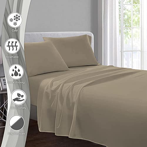 Pizuna Pure Combed Cotton Super King Flat Sheet Simply Taupe - Image 2