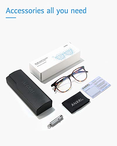 ANRRI Blue Light Blocking Glasses Lightweight Frame Blue Light Filter Lens Tortoise - Thumbnail 4