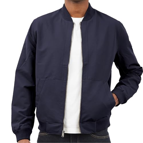 Lucky Brand Men's Classic Bomber Jacket, Blue, Medium, Medium