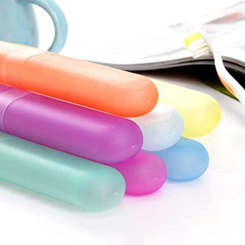 Travel Toothbrush Protect Holder Case Tube Cover Portable Candy Color Toothbrush Storage Boxes Bins LX7435 - (Size: 20.5x3cm)