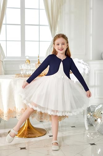 Image of Arshiner Girls Open Front Shrug Cardigan Knit Bolero with Button Closure