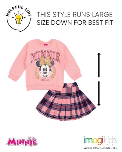 Image of Disney Girls' 2-Piece Fleece Sweatshirt and Pleated Skirt Set Toddler to Big Kid
