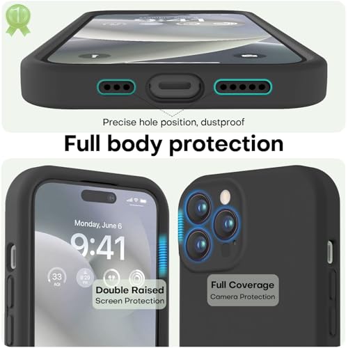 Image of LOVE 3000 Designed for iPhone 14 Pro Case, Premium Silicone with [Soft Anti-Scratch Microfiber Lining] Shockproof Protective Phone Case for Men Women Girls 6.1 inch, Black