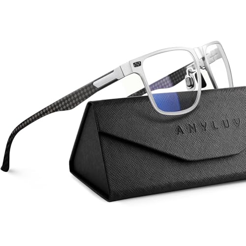 Image of ANYLUV Blue Light Glasses Men, Relieve Eyestrain and Eye Protection, Al-Mg Metal Computer Blue Light Blocking Glasses