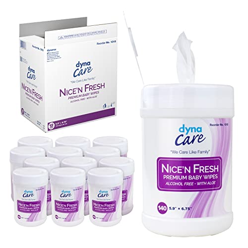 Dynarex Nice'n Fresh Baby Wipes - Premium Non-Alcohol Wipes for Babies with Lanolin & Aloe to Moisturize Skin - Scented - 6x6.75