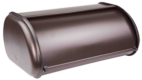 Home Basics Heavy Duty Steel Bread Box, Kitchen Storage and Organization, with Roll Up Lid, Stores Brownies, Cookies, Loaves of Bread, Bronze