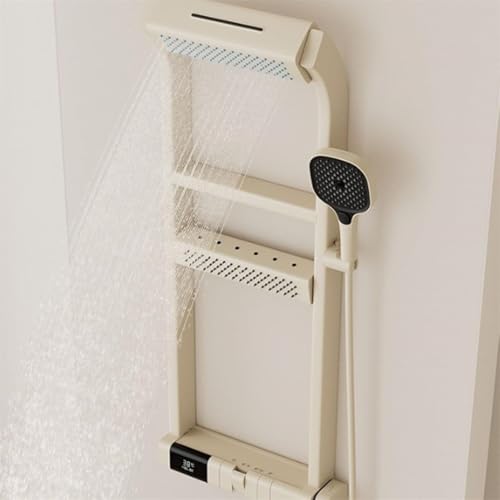 Panneau de douche à LED avec cascade et pommeau de douche, jets de massage réglables pour une expérience de bain luxueuse
