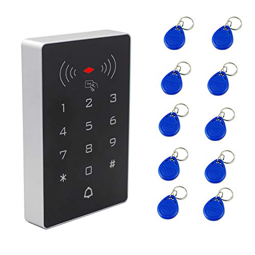 BSTUOKEY Access Control Keypad RFID Reader Door Access Control System kit 125Khz 2000 User Wiegand 26 bit Input Output Proximity RFID Card Reader Gate Opener Digital Keypad 10 Keychain