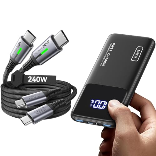 INIU 10000mAh Portable Charger + 240W Fast Charging Type C Charger Cord