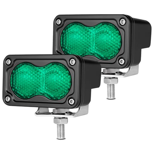 Image of Green LED Pod Lights 3 Inch Auxiliary Backup Rear Light Bar | 2PCS Waterproof Off Road Driving Fog Cube Lights Green Hunting Fishing Emergency Signal Work Lights for Truck UTV Pickup Boat