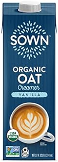 SOWN Organic Oat Creamer Vanilla - Barista Oat Milk Non Dairy Coffee Creamer - Plant Based, Dairy-Free, Vegan, Gluten-Free, Non-GMO, Shelf Stable - 32oz