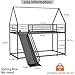 AEMSOFK Twin Over Twin Bunk Bed with Slide,House Shaped Bedframe w/Ladder, Heavy Duty Low Bunk Bed Frame with Guardrail,No Box Spring Needed & Easy Assemble(Black)