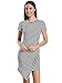 Choies Women Jersey Stripes Short Sleeve Round Neck Black Bodycon Knee Length Dress