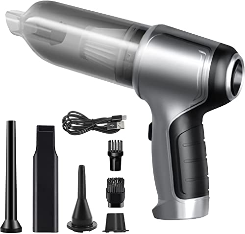 96W 30 Minutes Long-Lasting Battery Suck and Blow Function for Home,Car,Keyboard,Pet Hair Handheld Vacuum Cordless, 12000PA Brushless Motor High Power Car Vacuum Cleaner with Strong Suction, (Silver)