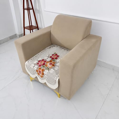 Image of Homerz Premium 'Surya Series' Sofa Cover | Stylish Sofa Protector | Net Fabric | Anti-Stain & Washable Slip Cover Exact Size Antislip (Exclusive Rust, 1 Seater, Only Seat Cover)