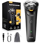 DOAO Electric Razor for Men, 100% Waterproof, Gentle on Sensitive Skin, Wet & Dry Rotary Electric Shavers for Men, Pop-up Beard Trimmer, 120 Min Shaving, 1.5H Fast Charge, Ergonomic Men's Shaver