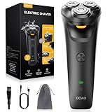 DOAO Electric Razor for Men, 100% Waterproof, Gentle on Sensitive Skin, Wet & Dry Rotary Electric Shavers for Men, Pop-up Beard Trimmer, 120 Min Shaving, 1.5H Fast Charge, Ergonomic Men's Shaver