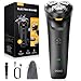 DOAO Electric Razor for Men, 100% Waterproof, Gentle on Sensitive Skin, Wet & Dry Rotary Electric Shavers for Men, Pop-up Beard Trimmer, 120 Min Shaving, 1.5H Fast Charge, Ergonomic Men's Shaver