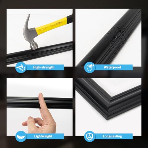 Image of Art3d Pre-Cut Wall Molding Set of 6 pcs, 3 Top 3 Bottom, Black