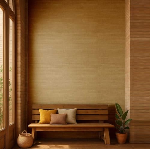 Revêtement mural autocollant beige motif lin texturé pour mur - 2