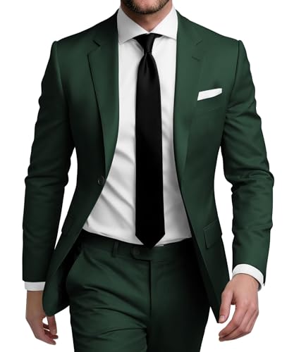 SHUZHXLZANGY Mens Suit Regular Fit 2 Piece Green Wedding Prom Suits M