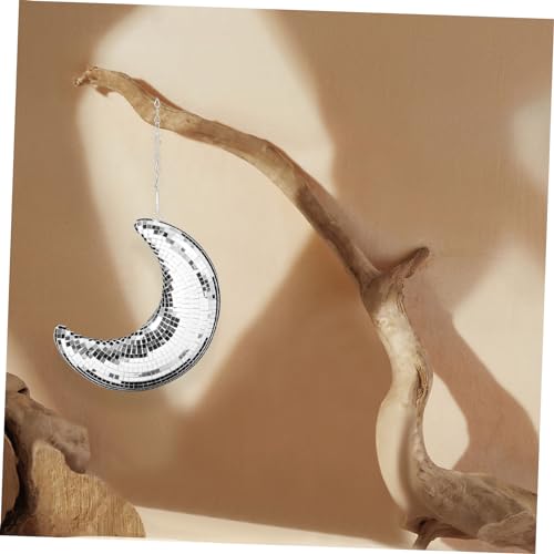 Bola espejada en forma de luna para colgar, decoración disco y retro para fiestas, bodas y hogar, estilo versátil miniatura 3