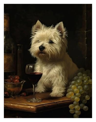 Cuadro de perro con vino: póster de rottweiler que alegra la decoración de casa 2