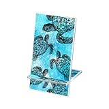 FINCIBO Acrylic Cell Phone Stand Holder for Desk, Portable Stand for All Smartphones, Office Desktop Accessories Compatible with iPhone 16 15 14 13, Android Smartphones - Ocean Sea Turtles