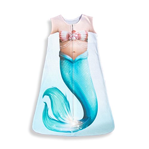 Living Lullaby Designs Baby Sleep Sack 3-9 Months, 1-Way Zipper Polyester Cotton Blend Sleeping Bag for Infant, Wearable Blanket, Sleepsack Swaddle Wrap for Little Girls and Boys (Mermaid)