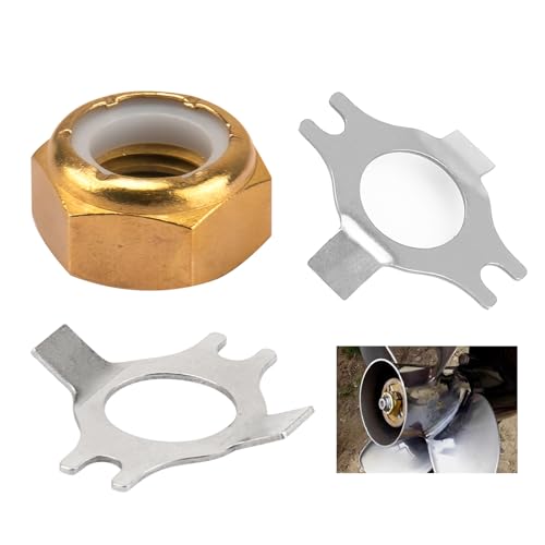Marine Prop Nut and Lock Tab Washer Kit 18-3702 Fit for 30 hp-60 hp Mercury/Mariner Outboard Motor Engines, Outboard Propeller Nut Retainer Locking Washer Kit Replacement for Mercury 11-69578T1