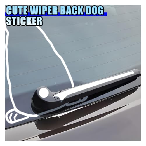 Image of Cute Dog Decal Car Rear Windshield Window Wiper Sticker, Funny Dog Moving Tail Decal Waterproof Vinyl Sticker, Lovely Animal Puppy Decoration Decals for Car Window, Laptop (Style B)