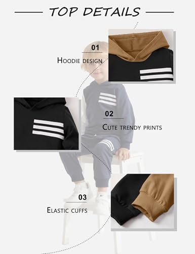 Image of Toddler Boy Clothes Long Sleeve Hoodie Sweatsuits Tops and Pants 2Pcs Boys Fall Winter Outfits Set